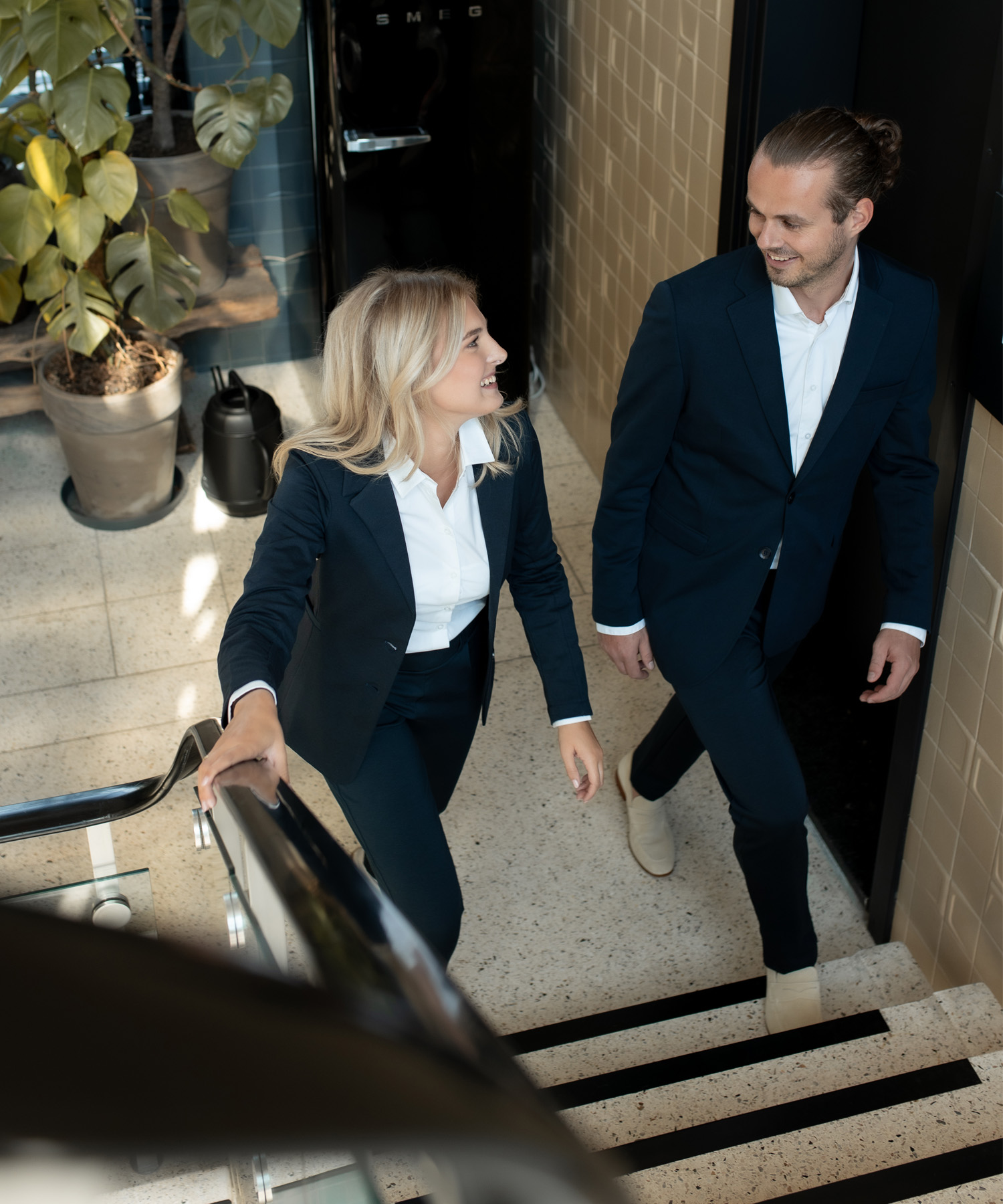 Dames travel broek slim leg Barbados (Navy)